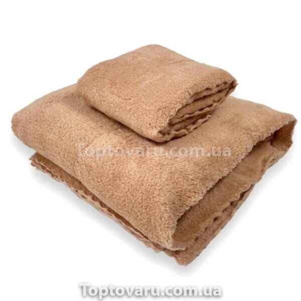Набір рушників 2шт 145*80см та 75*35см Towel blanket 521-2415 Коричневий 23181 фото