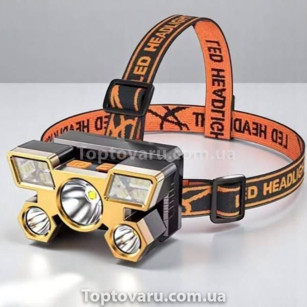 Ліхтар налобний з вбудованим акумулятором 18650HEAD LIGHT 5-5 Золото 24998 фото
