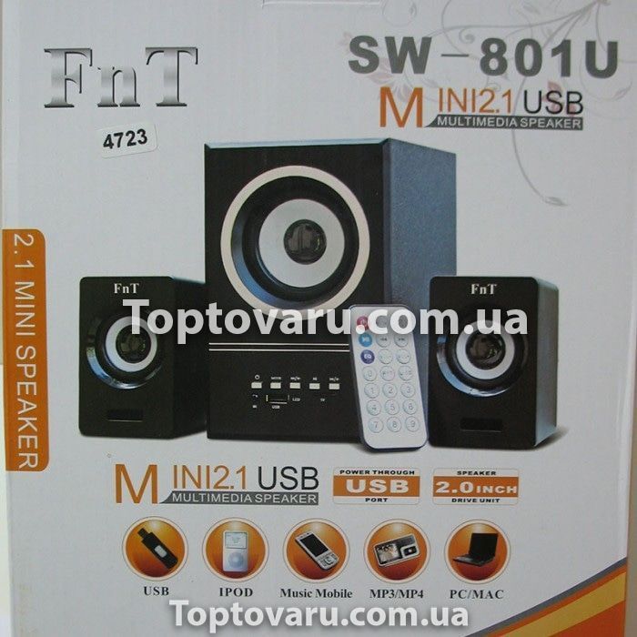 Колонки для компьютера с сабвуфером SW 801U Белые 5970 фото