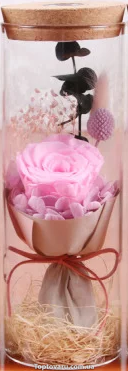 Роза в колбе с LED подсветкой Большая №A52 розовая 1491 фото