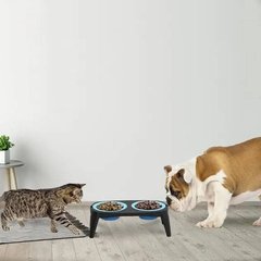 Миска двойная на складной подставке для собак и кошек Pet Bowl Set Синяя 18322 фото