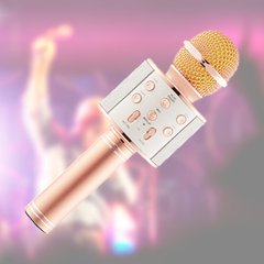 Караоке - микрофон WS 858 microSD FM радио Розовое золото 6602 фото