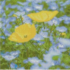Алмазна мозаїка Strateg ПРЕМІУМ Жовто-блакитне поле розміром 30х30 см CA-0040 CA-0040-00002 фото