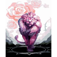 Картина за номерами Strateg ПРЕМІУМ Рожевий лев розміром 40х50 см (GS377) GS377-00002 фото