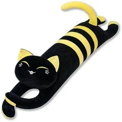 Игрушка-подушка черная Кошка Батон в желтую полоску 90см 12852 фото