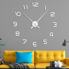 Настінний годинник 3D DIY Clock NEW (з цифрами) Silver 9167 фото
