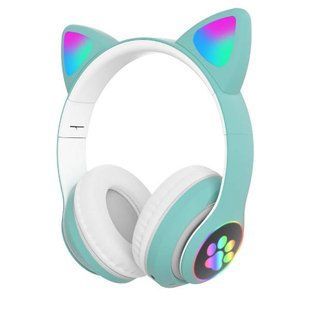Беспроводные Bluetooth-наушники с кошачьими ушками LED CAT EAR P33 бирюзовые 31375 фото