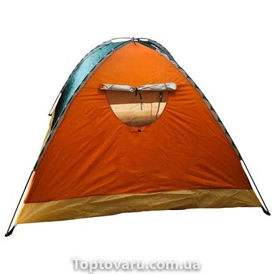 Палатка 4-х местная Зеленая с оранжевым 3951 фото