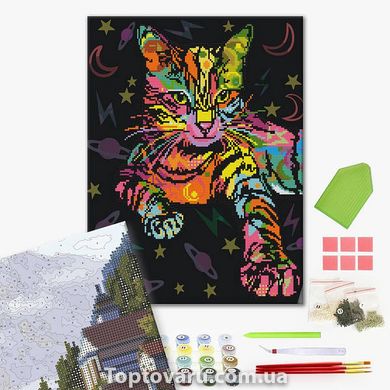 Алмазная мозаика Неоновая кошка GZS1186 13187 фото