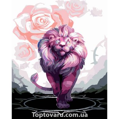 Картина за номерами Strateg ПРЕМІУМ Рожевий лев розміром 40х50 см (GS377) GS377-00002 фото