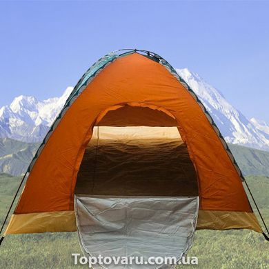 Палатка 4-х местная Зеленая с оранжевым 3951 фото