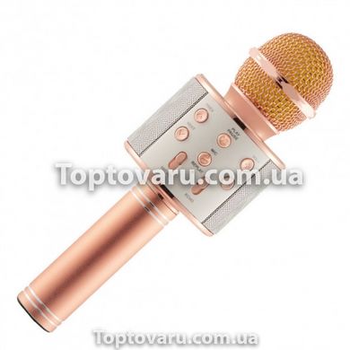 Караоке - микрофон WS 858 microSD FM радио Розовое золото 6602 фото