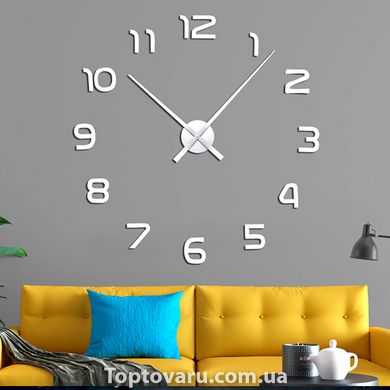 Часы настенные 3D DIY Clock NEW (с цифрами) Silver 9167 фото