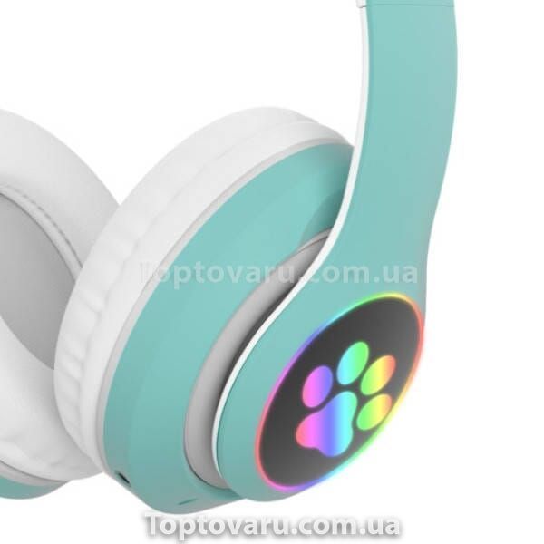 Бездротові навушники Bluetooth з котячими вушками LED CAT EAR P33 бірюзові 31375 фото
