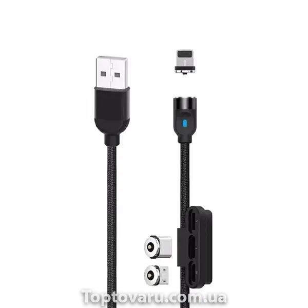 Кабель магнітний для заряджання телефону XO NB128 3в1 magnetic cable Чорний 11804 фото