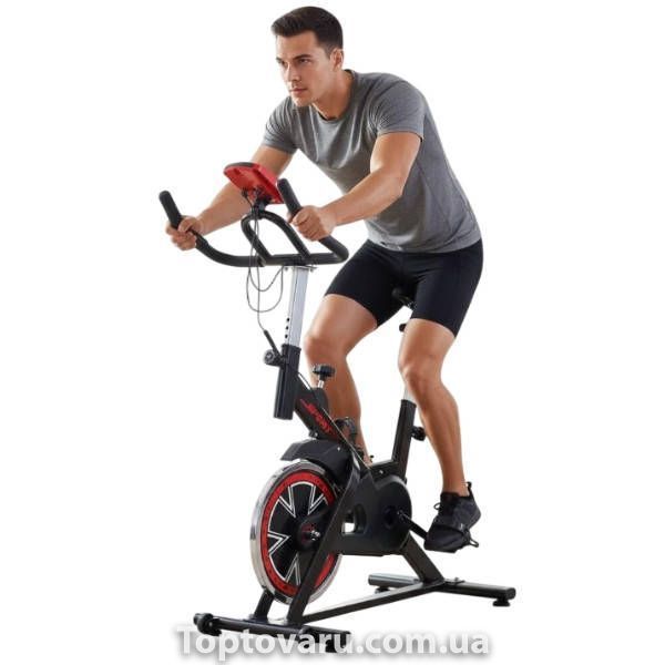 Велотренажер Spin bike Чорний з червоним 26109 фото