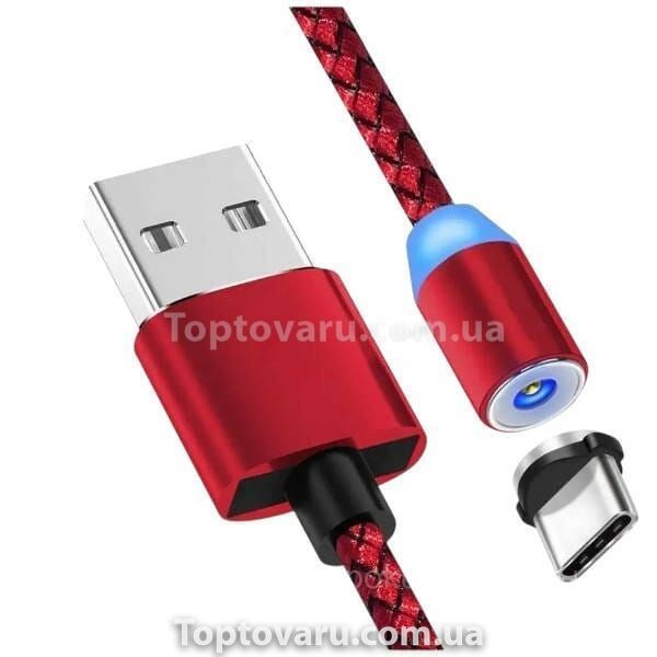 Магнітний кабель 3 в 1 USB - microUSB / Lightning / Type-C Червоний 26479 фото