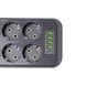 Мережевий фільтр подовжувач 2м, 6 розеток 4*USB+Type-C Power-Socket F06U Чорний 35150 фото 6