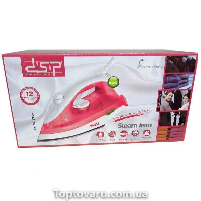 Тефлоновый паровой утюг DSP KD-1002А 1500W бирюза 2369 фото