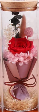 Троянда в колбі з LED підсвічуванням Велика №A52 червона 1492 фото