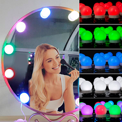 LED лампочки 10 шт для гримерного зеркала 3 режима VANITY MIRROR LIGHTS разноцветная 8355 фото