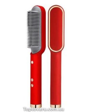 Расческа-выпрямитель Hair Straightener HQT-909 B с турмалиновым покрытием Красный 4475 фото