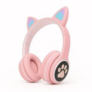 Беспроводные Bluetooth наушники с кошачьими ушками LED CAT EAR P33 Розовые 31374 фото