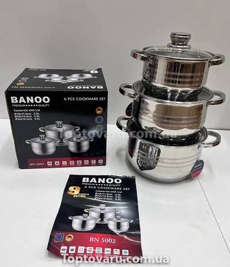 Набор посуды из нержавеющей стали 6 предметов BANOO BN5002 14744 фото