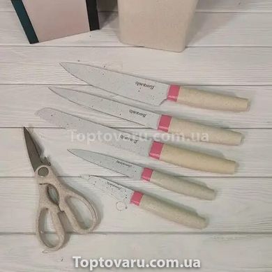 Набор кухонных ножей Rainberg RB-8808 из 7 предметов на подставке Белый 9313 фото