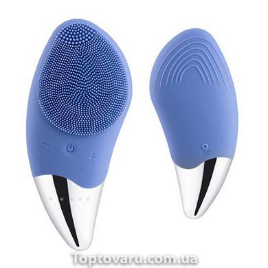 Електрична силіконова щітка-масажер для чищення особи Sonic Facial Brush Синя 7624 фото