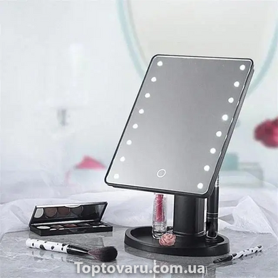 Настільне дзеркало для макіяжу Mirror з LED підсвічуванням 16 діодів квадратне Чорне 1570 фото