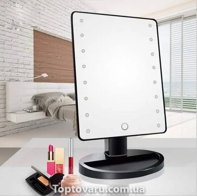 Настольное зеркало для макияжа Mirror с LED подсветкой 16 диодов квадратное Черное 1570 фото