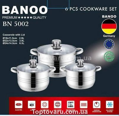 Набор посуды из нержавеющей стали 6 предметов BANOO BN5002 14744 фото