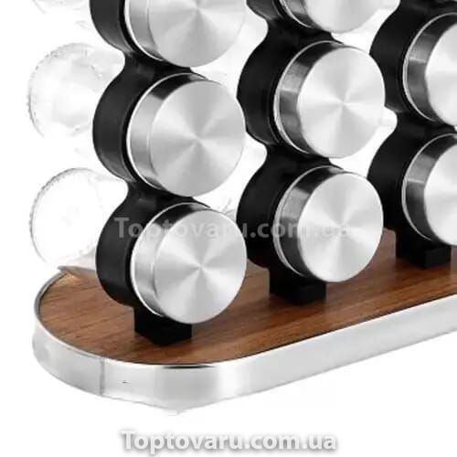 Карусель для спецій 16 відсіків Stainless steel and wood Срібло 14539 фото