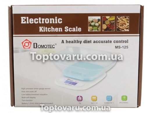 Весы кухонные электронные Domotec ACS 125 (до 7 кг) со съемной чашей Зеленые 6603 фото