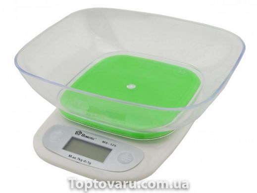 Ваги кухонні електронні Domotec ACS 125 (до 7 кг) зі знімною чашею Зелені 6603 фото