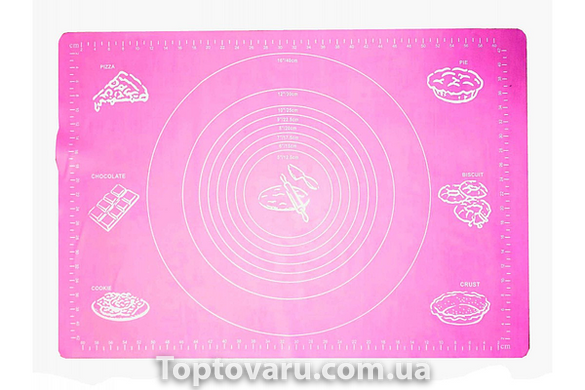 Кондитерський силіконовий килимок для розкочування тіста 65 на 45см Рожевий 8235 фото