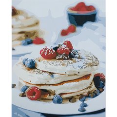 Картина за номерами Strateg ПРЕМІУМ Панкейки на сніданок з лаком розміром 40х50 см (SY6842) SY6842-00002 фото