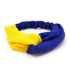 Пов'язка-чалма на голову тканинна Синьо-жовта 12134 фото