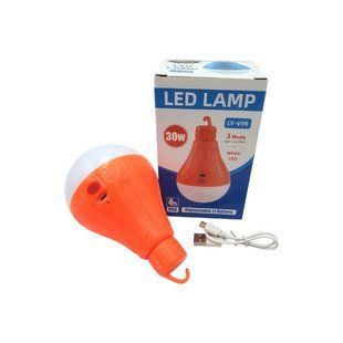 Лампочка с аккумулятором 1x18650 LY-V09 30w USB Белая с оранжевым 32052 фото