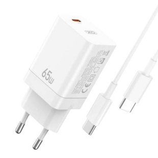 Мережевий зарядний пристрій блок живлення XO CE10 1USB-C PD 65W charger 30417 фото