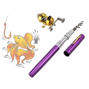 Складна міні вудка 97 см Fishing Rod In Pen Case Purple 1203 фото