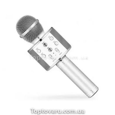Караоке - мікрофон WS 858 microSD FM радіо Срібло 11465 фото