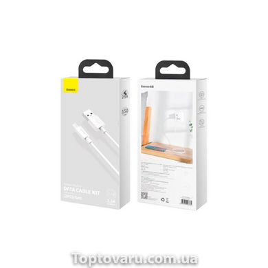 Кабель Baseus Simple Wisdom Data Cable Kit USB to Micro 2.1A (2PCS/Set)1.5m White TZCAMZJ-02-00001 фото