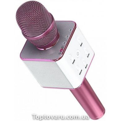 Портативный беспроводной микрофон караоке Q7 розовый + чехол NEW фото