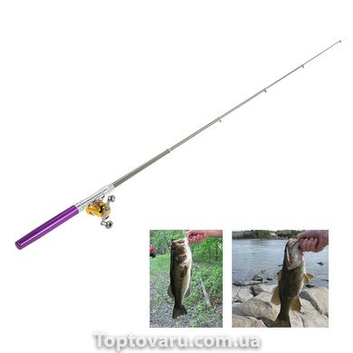 Складна міні вудка 97 см Fishing Rod In Pen Case Purple 1203 фото