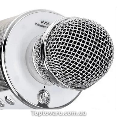 Караоке - микрофон WS 858 microSD FM радио Серебро 11465 фото