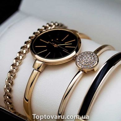 Годинник в подарунковій упаковці watch set AK Gold black NEW фото
