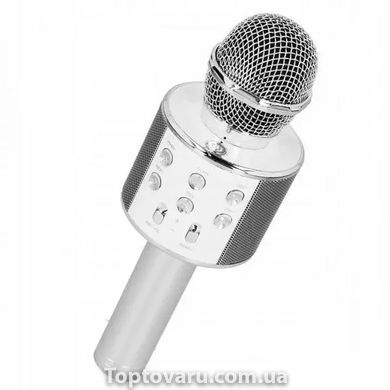 Караоке - мікрофон WS 858 microSD FM радіо Срібло 11465 фото