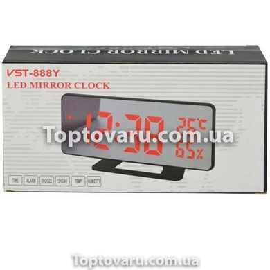 Годинник настільний LED дзеркальний з будильником, термометром і гігрометром VST-888Y Зелене підсвічування 6304 фото